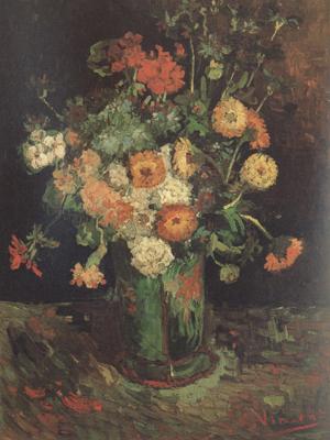 Vincent Van Gogh Vase with Zinnias and Geraniums (nn04) oil painting picture